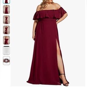 Ever-Pretty Off Shoulder Side Slit Dress